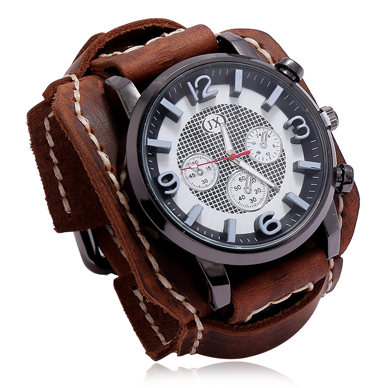 Leather Watch Band Men - Jessingshow 2021 Mới Retro Nam Đồng