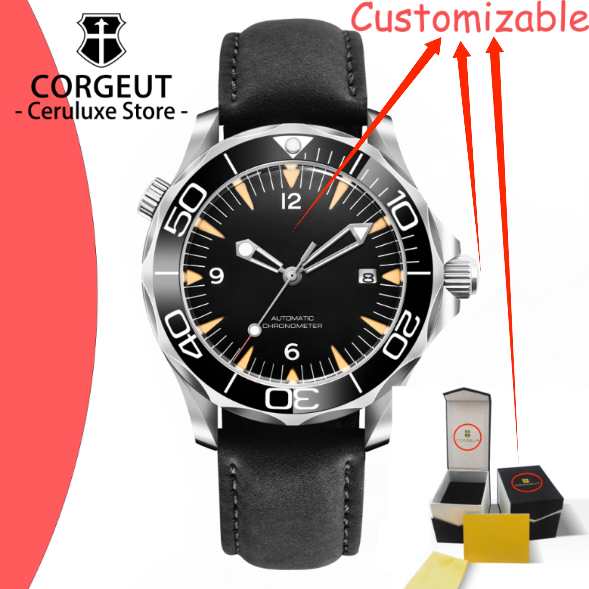 Stainless Bracelet Diver - CUSTOM Logo Sapphire Glass Automatic Mechanical
