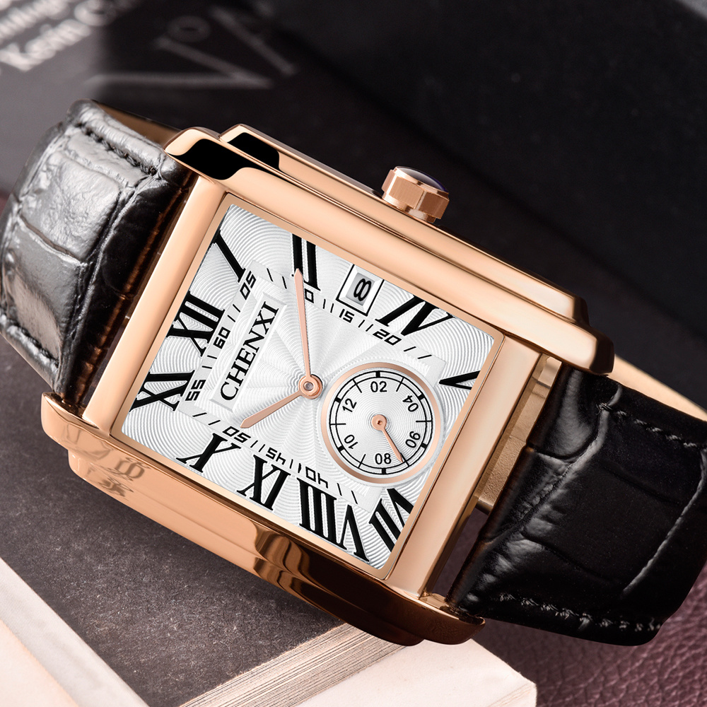 CHENXI 8216 Fashion Classic Sq - đánh giá và giá Leather Watch Band Men